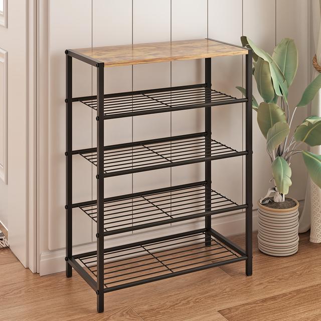 TEMU 1 ks Praktická police, kovový botník, kuchyňský úložný regál, regál na svačiny a hračky, multifunkční úložný regál, černobílý, univerzální regály