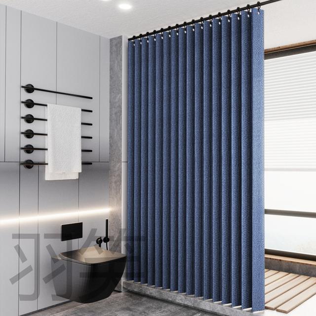 TEMU 【1枚】70X78インチ 静かなブルー 折りたたみシャワーカーテン、バステン、レーションカーテン（フック付き）