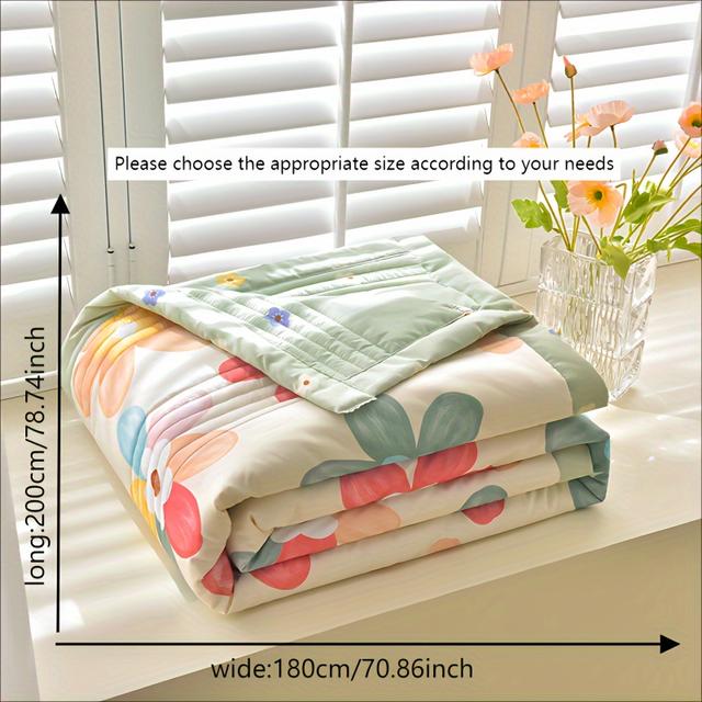TEMU Summer Cooling Quilt - Lightweight, Breathable & Skin-friendly With Embossed Floral For All - Bedroom, & Sofa Use