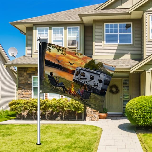 TEMU 1pc, Abstract Flag Where It Camping Theme, 100% Polyester For Garden & Yard Decor - Housewarming & Garden Lovers,travel Decoration