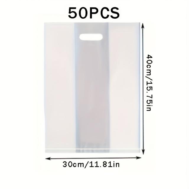 TEMU 50 db Újrahasználható Matt Átlátszó Műanyag Ajándéktáska Fülekkel - Elegáns és Tartós Design Valentin-, Anyák Napjára, Esküvőkre és Születésnapokra | Stílusos Csomagolás Karácsonyra, Halloweenre