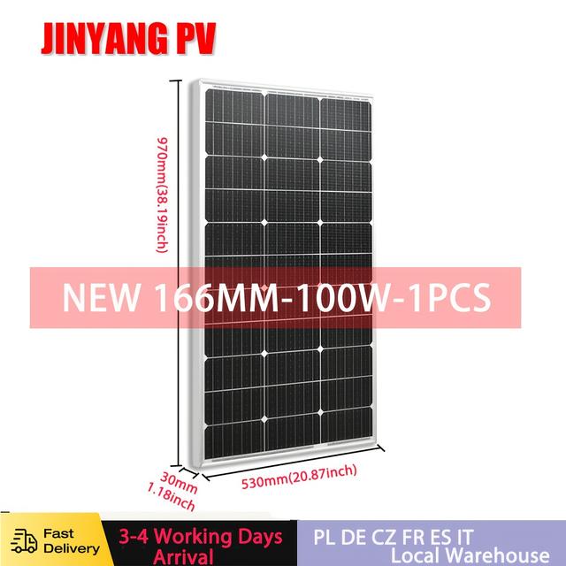 TEMU Efficient Single Module Rv Boat Off-grid Monocrystalline 100w 18v Solar Panel