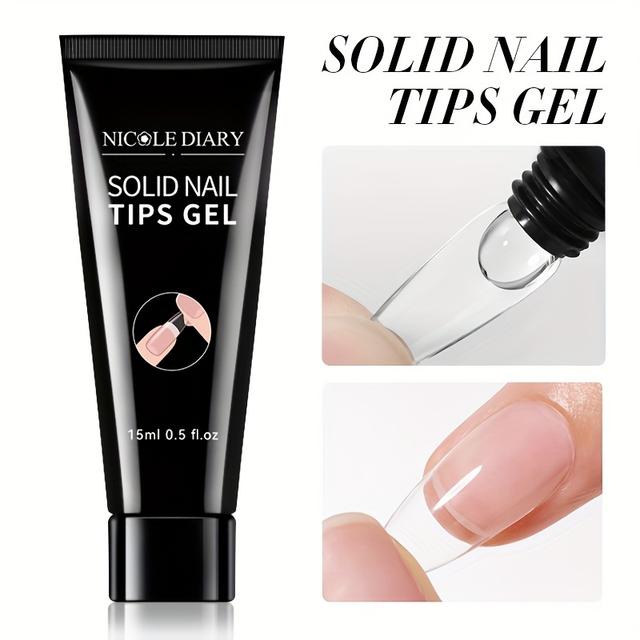TEMU Gel Adesivo Sólido DIARY 15ml para Unhas Postiças - Super Pegajosa e Durável, Gel Transparente para Fixação de Unhas Falsas
