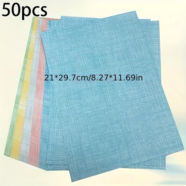 TEMU 50 Stk. DIY A4 flaches fein strukturiertes Deckelpapier 180g Karton, geeignet für Anhänger zum Aufhängen, Umschlagdeckel und Druckkarton