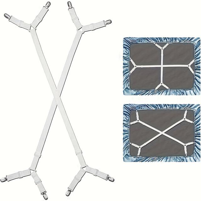 TEMU 2 stuks/3 stuks Nylon Lakenbanden - Verstelbare Elastische Lakenhouders met Metalen Clips, Wasmachinebestendige Witte Lakenbevestigingen voor Veilig Beddengoed