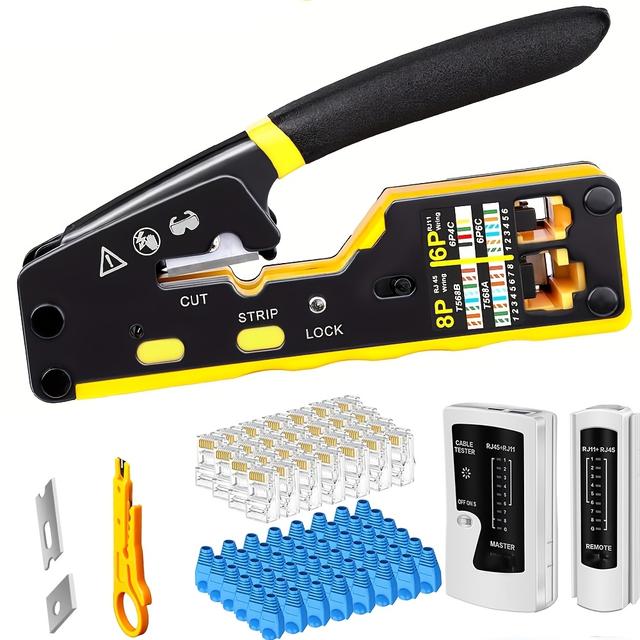TEMU Rj45 Crimping Tool Kit For , Cat5e, Cat6 Crimp Tool Kit