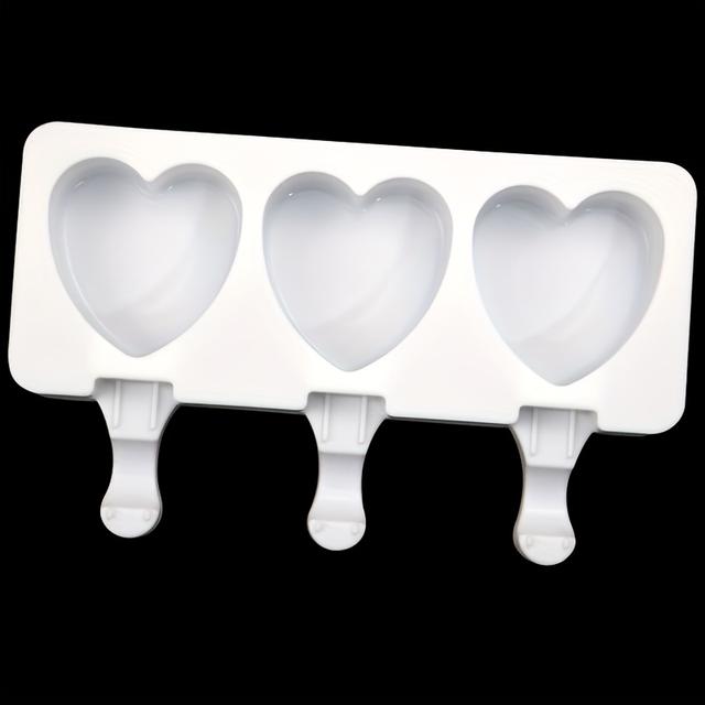 TEMU 3pcs Heart-shaped Mold Set, Heart-shaped Ice Cream Mold, Diy Ice Cream Mold, Pudding Mold (sticks Not Included)