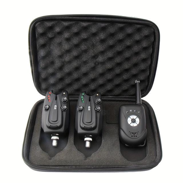 TEMU Zestaw JSFUN 1 plus 2 do łowienia ryb z alarmem na użądzenie, cyfrowy odbiornik dźwiękowy JS-B2 z diodami LED i pudełkiem