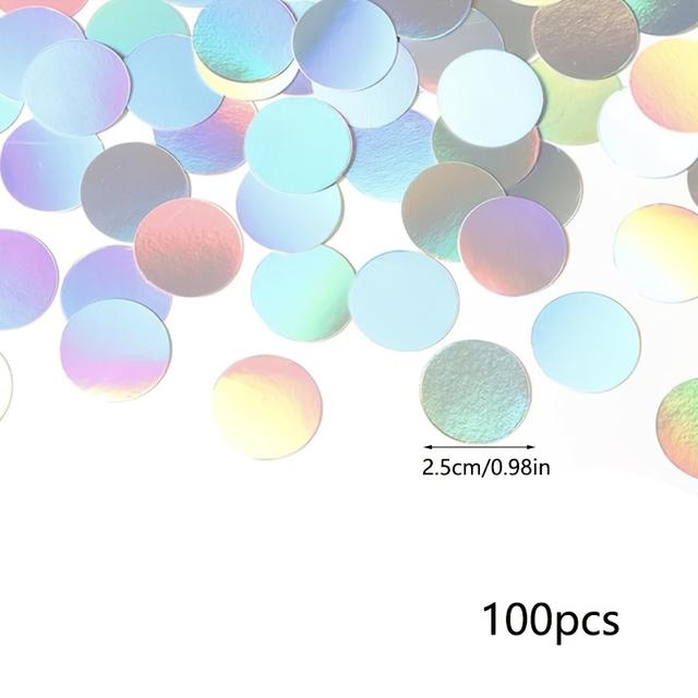 TEMU 100pcs Iridescent Disco-holographic Confetti - Vibrant Multi-colored Party Decorations For Weddings, Bachelorette Parties, Bridal Showers, - Durable Paper Table Centerpieces, Best For Christmas