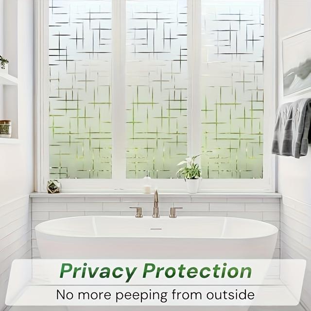 TEMU Frosted Window Privacy Film, Window Cling Privacy Film, Decorative Glass Static Cling Non-adhesive Vinyl Removable For Home Office Pattern