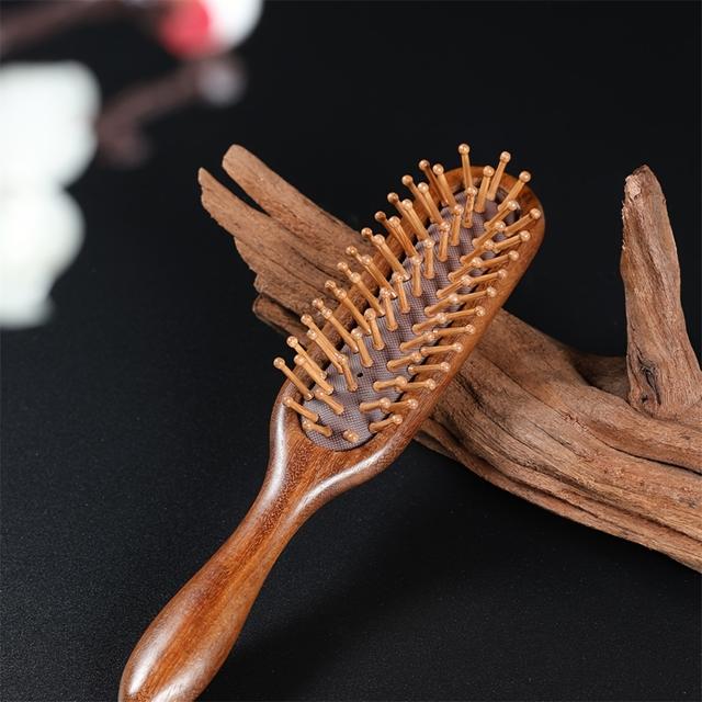 TEMU 1 Piece Of Sandalwood Air Cushion Comb, A Head Meridian Massage Airbag Comb, A Electrostatic Solid Wood Comb, And A Portable Hair Smoothing Comb.