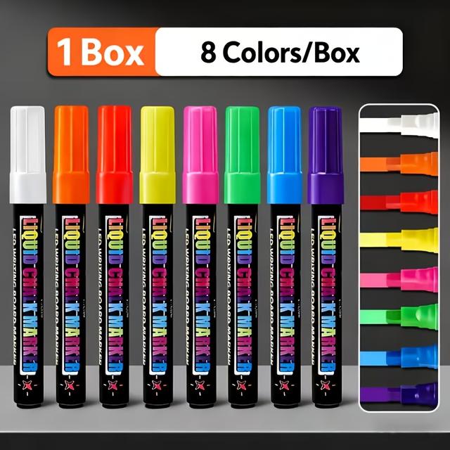 TEMU 6/ Fluorescent Board Light Marker Erasable Advertising Pen Set Suitable For Led Fluorescent Boards, Blackboardsdiy Painting, Suitable For Professional Art