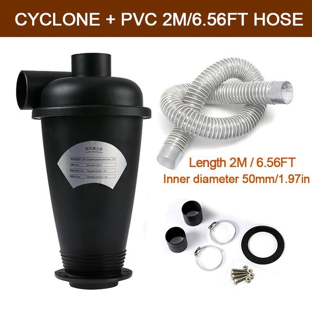 TEMU Cyclone Dust Collector Set With Pvc Dust Collection Hose Vacuum Cleaner Powder Dust Collector Filter Cyclone Separator Industrial Vacuums Dust Extractor Additions Woodworking