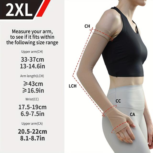 TEMU Compression Arm Sleeve With Hand 20-30mmhg Compression Full Arm Support Suitable For Women Men Long And Wrist Pressure Support