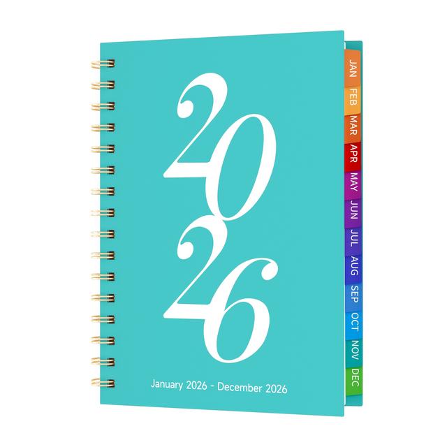 TEMU 2026 Weekly And Monthly Organizer, Task List With Vibrant Tabs A5, From To December 2026, Twin-wire Binding, Spiral Notebook For 2026