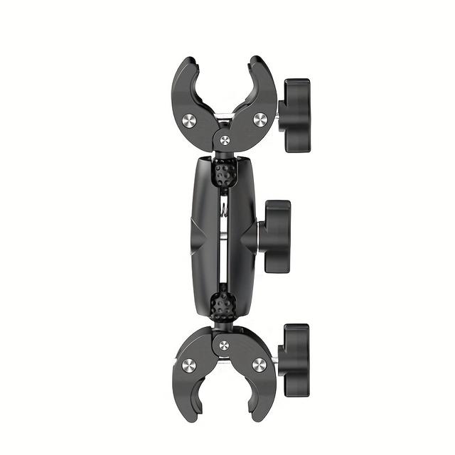 TEMU Dual Clip Mount For & - Secure Silicone Handlebar Holder For Action Cameras, Motorcycles, And Bicycles - Black Adapter With Rubber Grip