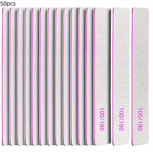 TEMU Professionelle Acryl Nagelfeile - Doppelseitige Rechteckige Nagelpolierer mit 100/180 Körnung, EVA Material, Nicht Austauschbare Sandgestrahlte Oberfläche, 1mm-5mm Dicke