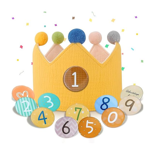 TEMU Birthday Plain Muslin Band With Numbers - Plain Muslin Fabric Buckle Number Party Decoration Hat Birthday Supplies