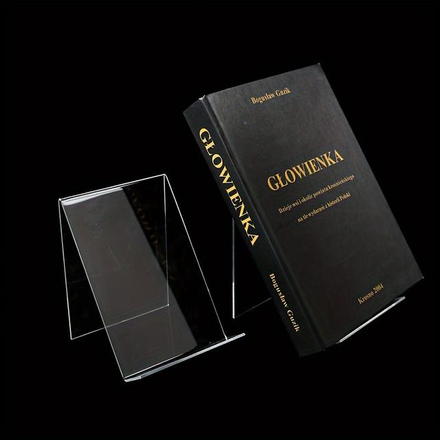 TEMU Acrylic Bookshelf, Transparent Display Stand, Slanted Tabletop Storage Rack