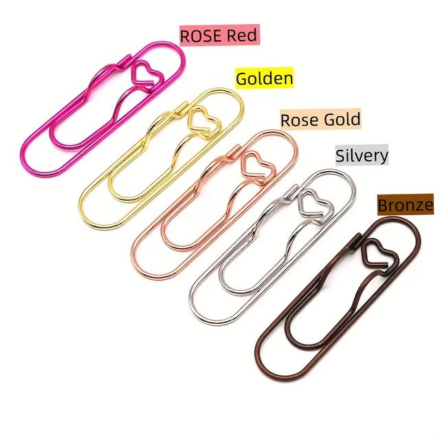 TEMU 20pcs-5 Colors Versatile Heart-shaped Clips - 5 Vibrant Colors, Large Size For Pens, Pages, Photos, Receipts & Bags