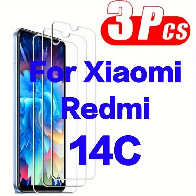TEMU Set Of 3 Tempered Glass Screen Protectors For Xiaomi Redmi 14c Mobile Phone, Phone Screen Protector