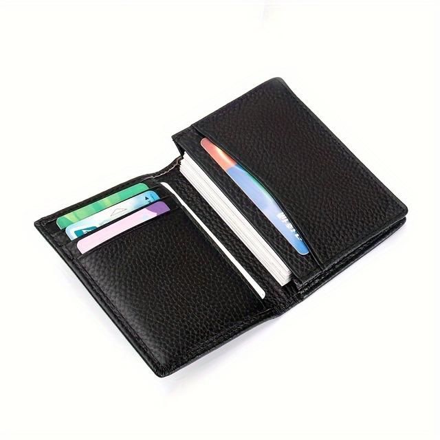 TEMU Herrskinnsvisitkortshållare i äkta läder, toppkvalitets nötläder, multifunktionell kortorganizer, visitkortsficka, liten plånbok