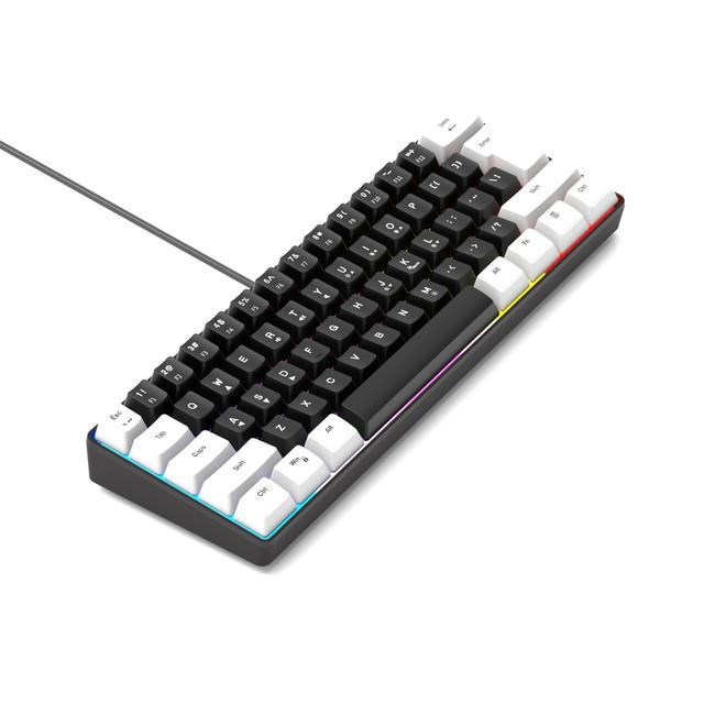 TEMU Teclado Ergonômico com Fio e Branco, 61 Teclas RGB , Design Compacto, USB para PC/Mac, Ideal para e Viagens de Negócios