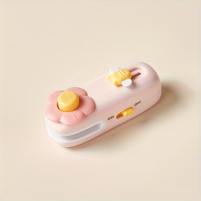 TEMU A Portable Snack Sealing Machine, Mini Rechargeable And Compact, Designed For Home Use With A Floral Pattern, Lightweight For , Suitable For Settings Like Home, Outdoor Parties, And Offices.