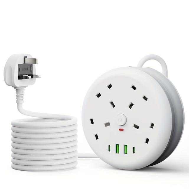 TEMU The Power Strip For 2025 Features 4 Outlets, Includes 2 Usb-a Ports And 2 Type-c Ports, Comes With A 2-meter Power Extension Cable, Offers Protection, And Provides A Choice Of 6 Socket Colors