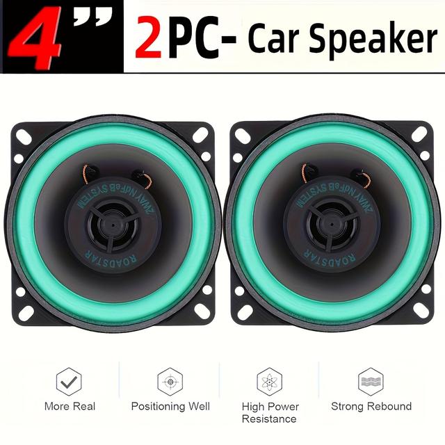 TEMU 2 4-inch Car Audio Speakers With 100w High Power, 2-way Coaxial Speakers - Hifi , Full-range Speakers For High, Mid, And Low Frequencies, 40-magnet Car Coaxial Speakers, Without Battery