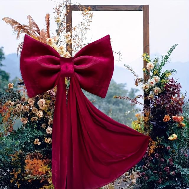 TEMU de Boda Extra Grande en Terciopelo Profundo - Decoración Lujosa de Poliéster para al , Navidad, San Valentín, Fiestas , Diseño Elegante, Acabado Premium, Pieza Decorativa, Decoradores Nupciales