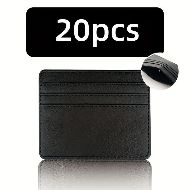 TEMU Kostenloser individueller Logo-Druck auf eingereichten Designs – 5 Stk./10 Stk./20 Stk. ultradünne Leder-Kartenetuis – PU-Leder – stilvolle, geräumige Kartenetuis mit mehreren Fächern für Herren
