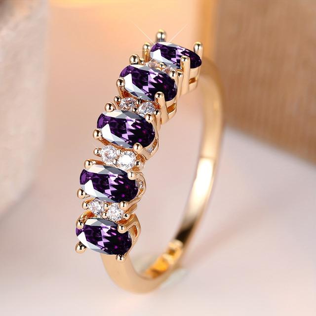TEMU The Classic Stylish Purple Synthetic Zirconia Ring Is Suitable For Parties, Weddings, And Everyday