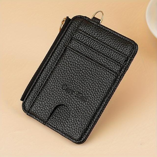 TEMU 1 szt. Damska Ultracienka Portmonetka na Karty z Wzorem Liczi, Minimalistyczna Portmonetka na Monety z Zamkiem, Prezent dla Kobiet, Prezent na Święta