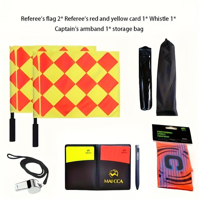 TEMU Football Referee Kit, Red And Yellow Cards, Referee Whistle, Captain Badge, Game Referee Training Tool, Gift