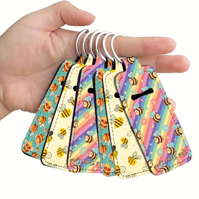 TEMU 6pcs Cartoon Design Lipstick Holder Keychains, Clip-on Lip Balm Covers, Multifunctional Bag Accessories, Decorative Ladies Key Rings For Valentine's Day Gifts, Bling Accessories