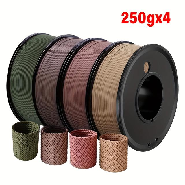 TEMU 250gx4 Filamento PLA in Legno 1,75mm Noce Materiale per Stampante 3D Filamento Legno Sandalo Legno Chiaro per Stampa 3D PLA Legno Ciliegio PLA Legno Teak