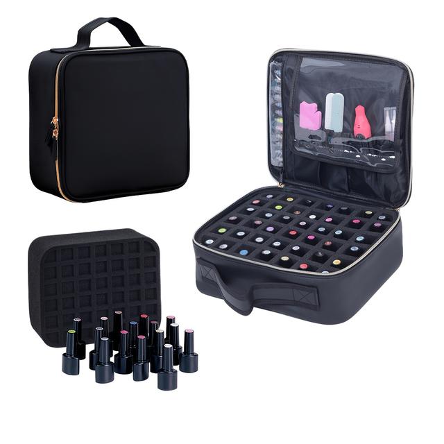 TEMU 42- Nagellack-Organizer-Etui – Tragbarer Kosmetikhalter mit herausnehmbaren Fächern, Platz für 42 x 15ml Flaschen, Reisefreundliche Nagellack-Sammlung für Nagellack- (für Damen & Herren)