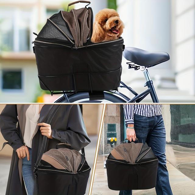 TEMU Basket With Comfortable Padding - Rear Carrier For Small , With Accents, Durable Polyester, & Design