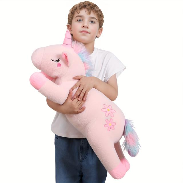 TEMU Large 24-inch Pink Unicorn Stuffed Toy, Soft And , Perfect As A Cuddly Gift For Children On Birthdays, Halloween, Christmas, Or Valentine's Day