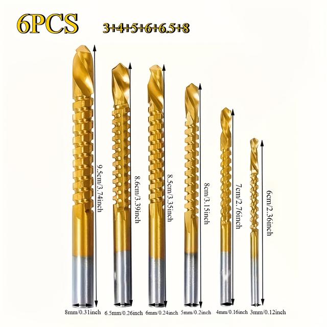 TEMU 3pcs&6pcs Wood Drills High Saw Of Hand Tools Multi Function Wood Punching Woodworking Set Drill Bit Set Metal 3/4/5/6/6.5/8mm