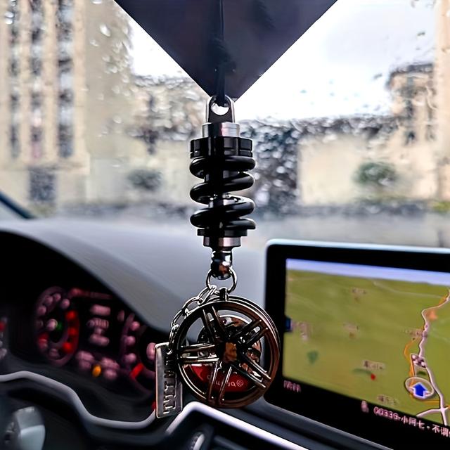 TEMU Schlüsselanhänger für Stoßdämpferfelgen im Straßenstil - Unisex-Aluminiumlegierung -Fahrwerkschlüsselanhänger, nicht geflochten, unveredeltes -Zubehör