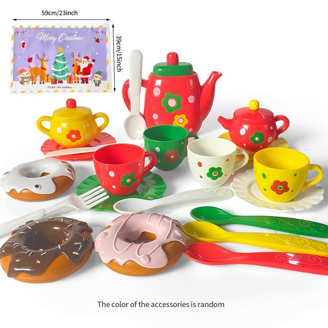 TEMU Ett te-set för lek, designat för små flickor, med en tekanna och koppar, för fantasifull lek och idealisk som födelsedags- eller påskpresent till småbarn