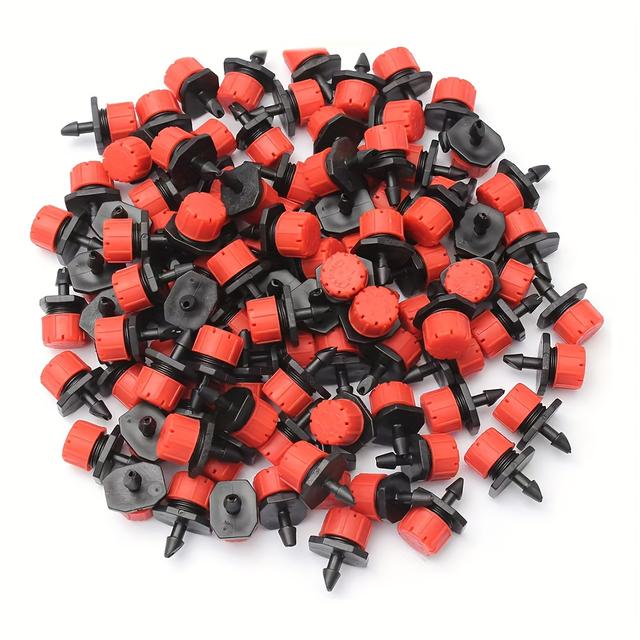 TEMU 200개 자동 관개 스프레이 헤드 (빨간색 캡 포함, 점적 노즐 닫음 가능), 과일 나무 점적 관개 추가용 8구 조절식 유량 스프레이 헤드, 과수원, 농경지, 잔디밭 및 육종 농장에 적합