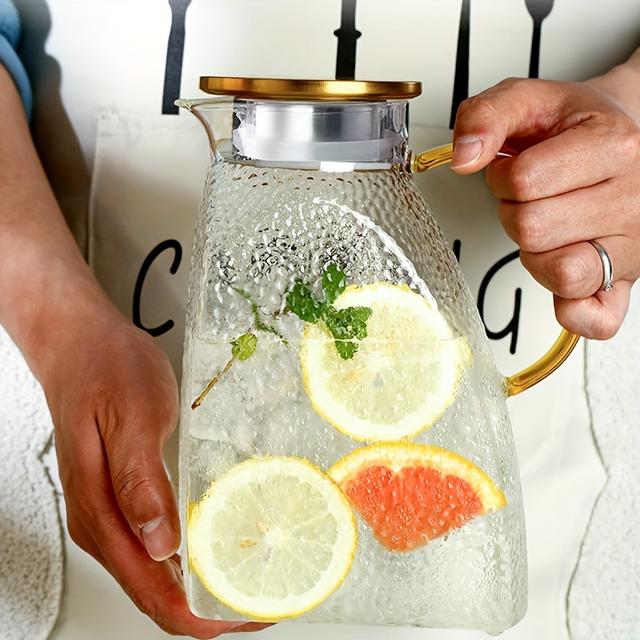 TEMU 1pc Carafe à Eau Style pour Réfrigérateur, Bouteille Isotherme en Borosilicate Haute Résistance pour Été, Maison & Hôtel, 1500ml/50.7oz