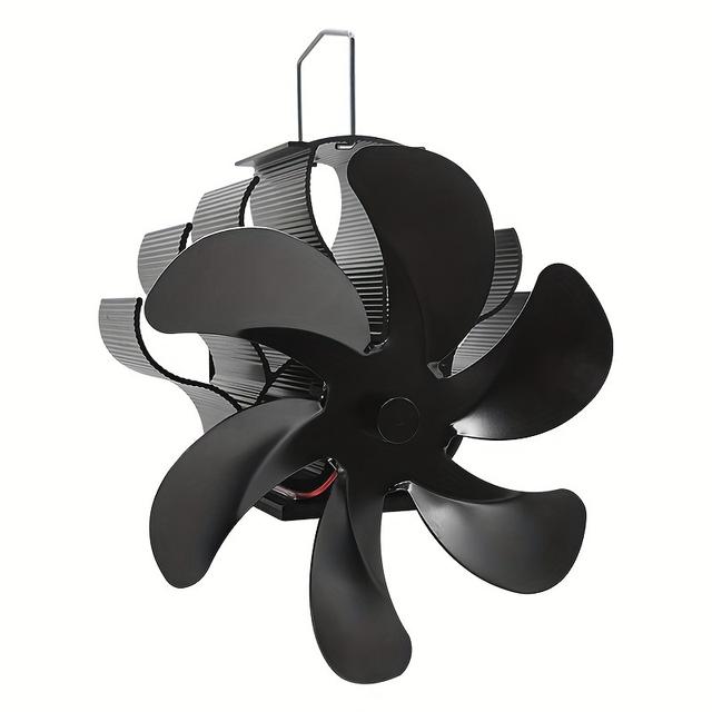 TEMU 6-blade Heat Powered Stove Fan - Aluminum, No Electricity Needed, Ideal For Wood/log Burners & Fireplaces Noodpakket