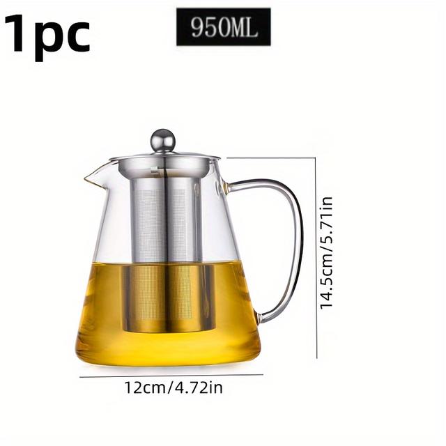 TEMU High Temperature Resistant Glass Teapot With Filter, Household Cold Water Pot/kettle, Heated With An , Suitable For Brewing Tea, Juice And Beverages, Rv Camping Glass Teapot