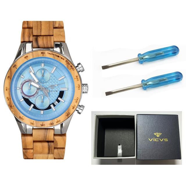 TEMU Vicvs Wooden Men's Watch Date Display Quartz Watch Christmas/holiday Unique Gifts