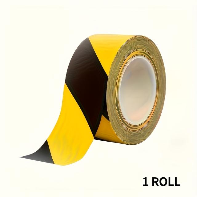 TEMU Pvc Warning Tape - Black And Yellow Striped Safety Tape, Suitable For Indoor And Outdoor Use
