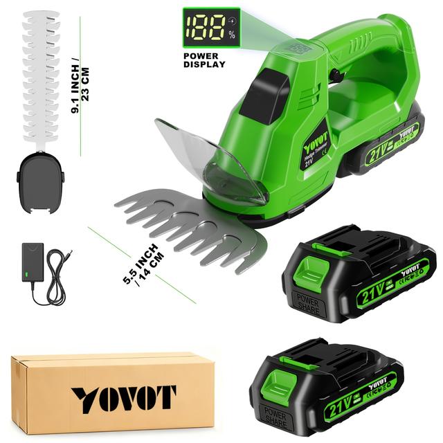 TEMU 21v Battery Hedge Trimmer, Electric Hedge Cutter, A 2-in-1 Design For Yard, Garden, And Lawn Care (comes With 2 Or 1 Battery)